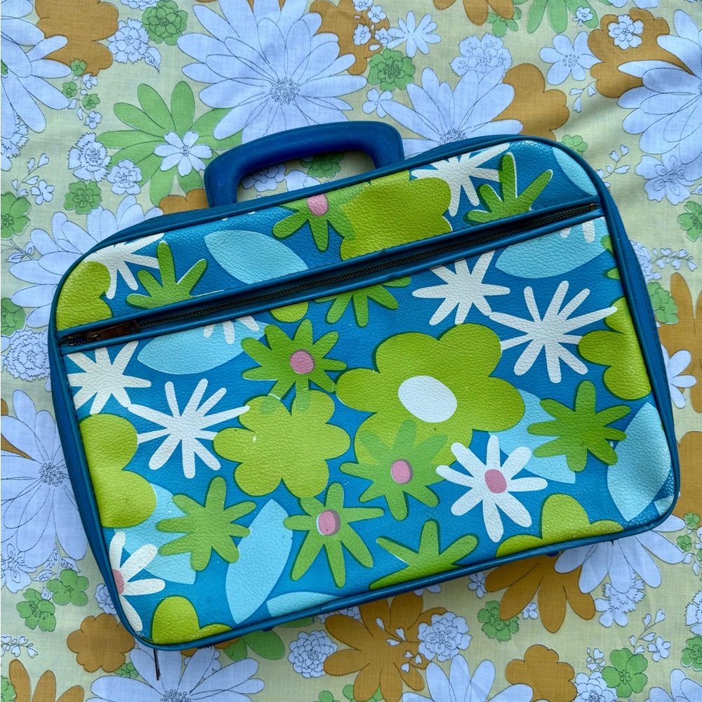 Groovy flower power vintage suitcase